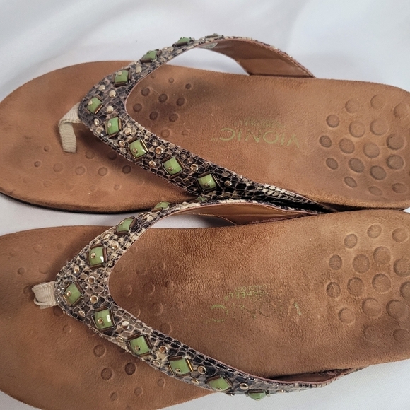 Vionic Floriana Brown Snakeskin Jewel Sandals Flipflops Women's Size 9 - Picture 4 of 8